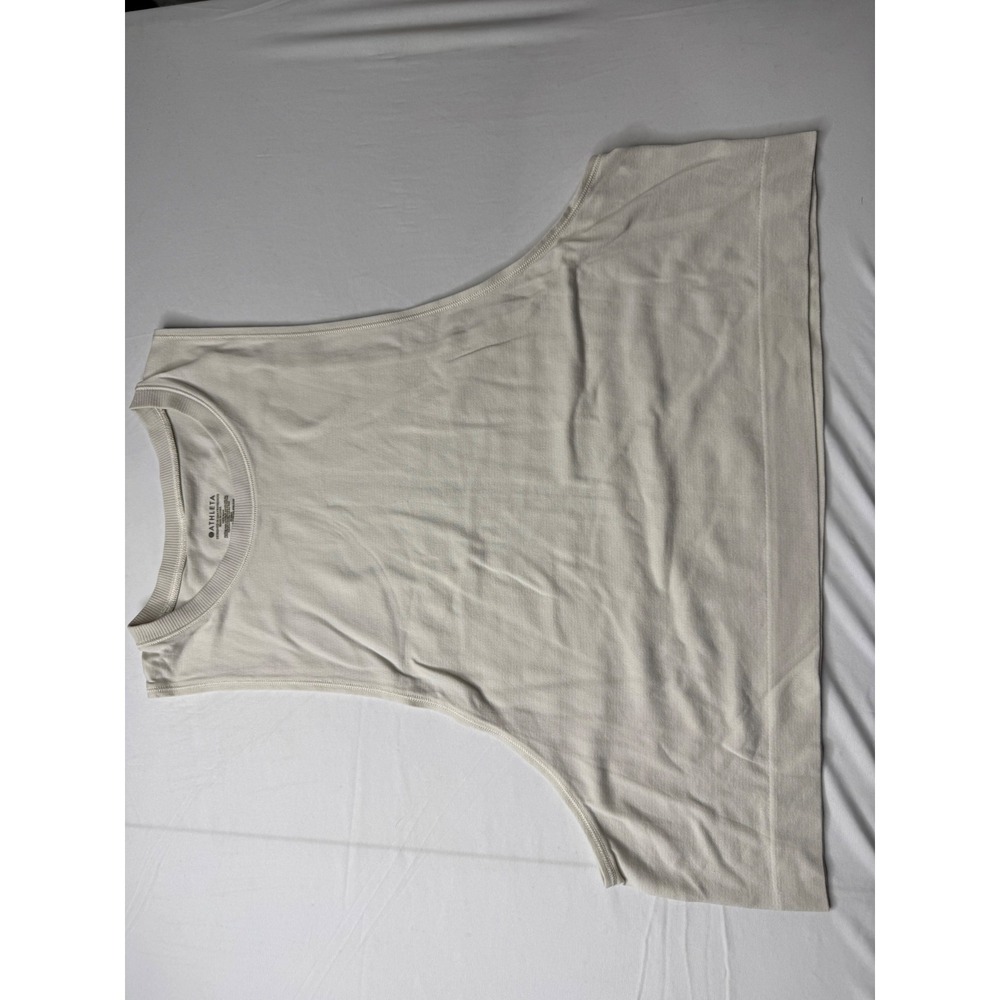 Athleta Renew Muscle Tank Top Off White Cream Seamless Ribbed Yoga XS 530547